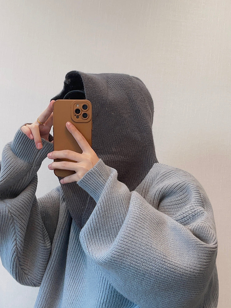 Hooded Sweater Knitted Coat