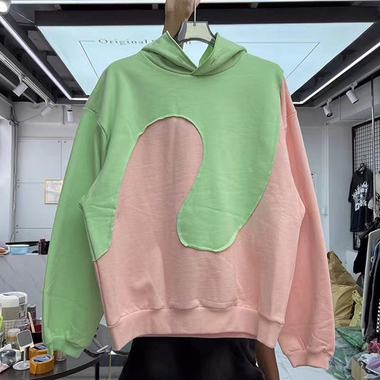 gown with hoodie
hoodie trouser
print patchwork hoodie
pullover wears
up and down pullover