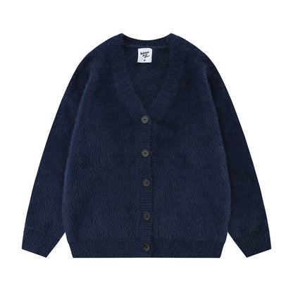 Solid Color Loose Cardigan Sweater Men