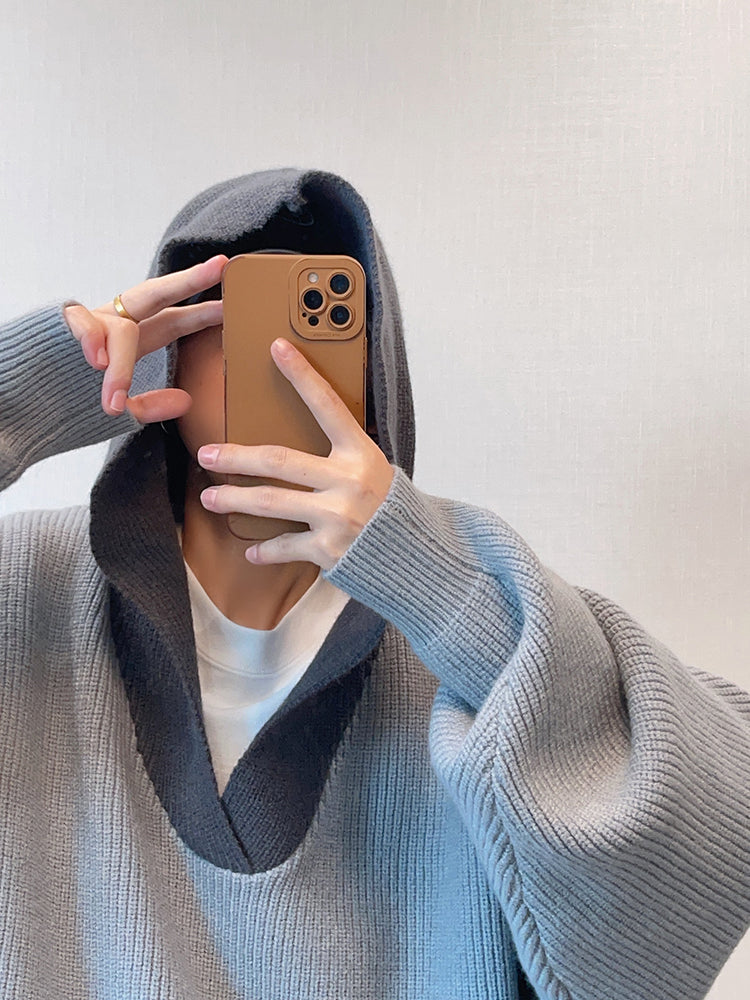Hooded Sweater Knitted Coat