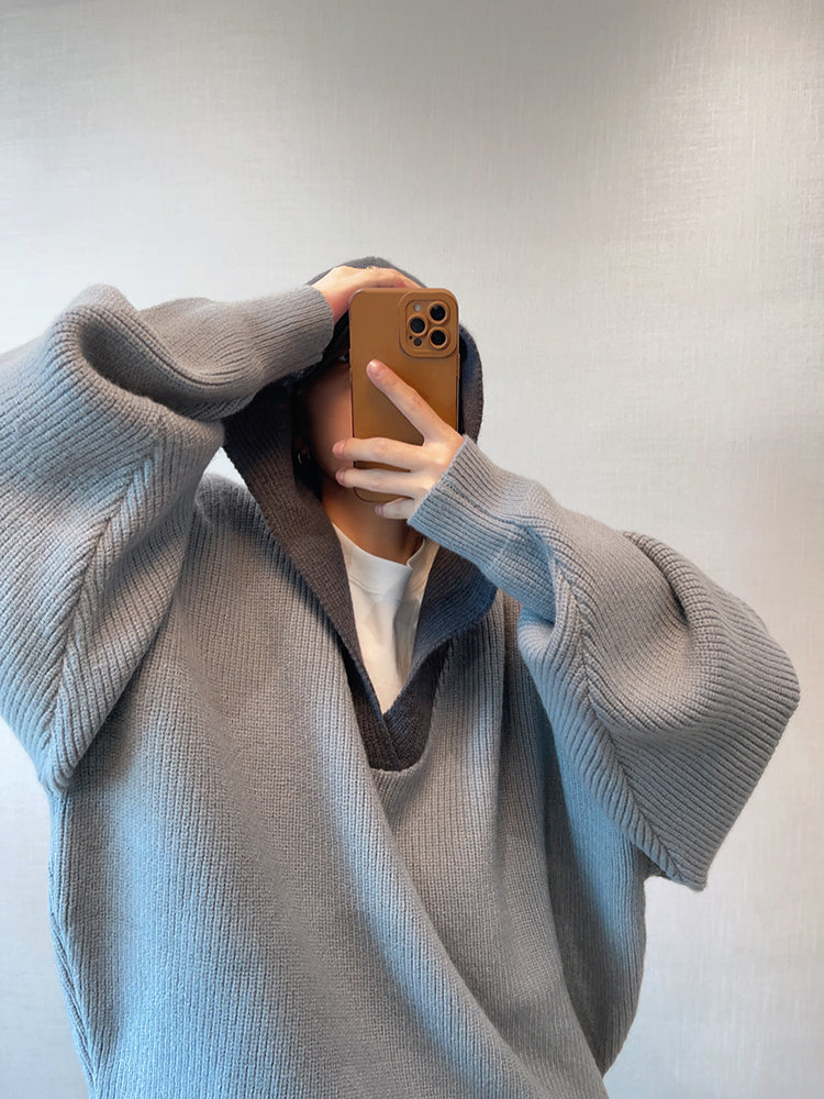 Hooded Sweater Knitted Coat