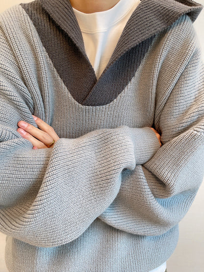 Hooded Sweater Knitted Coat