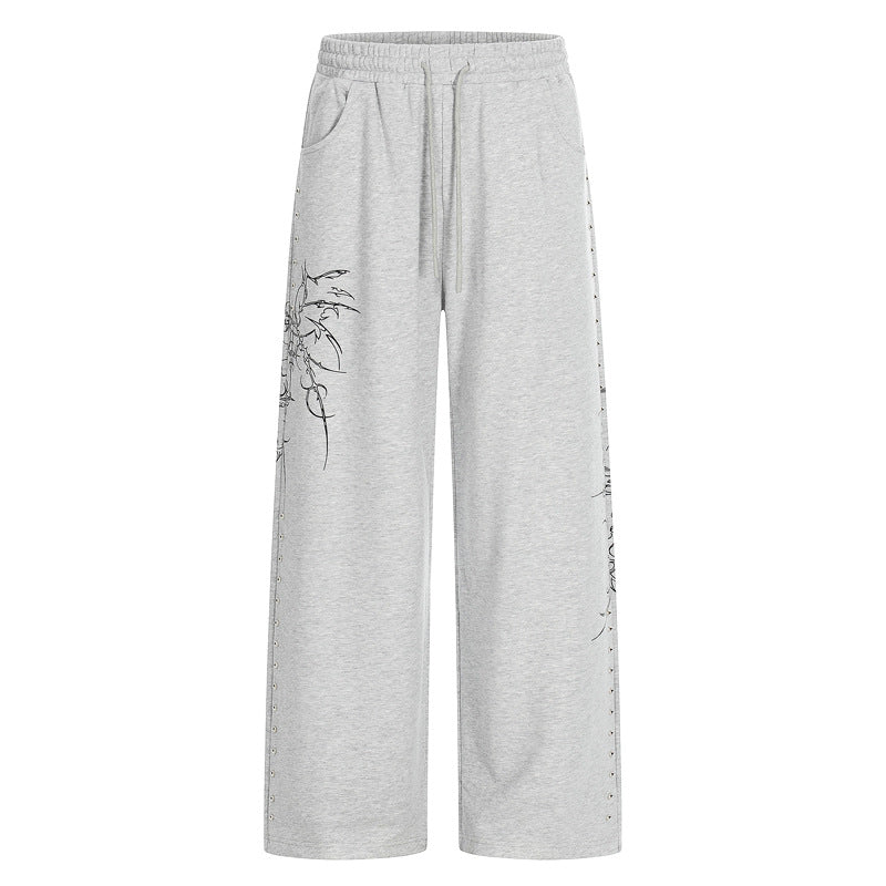 Straight Joggers With Thorn Print