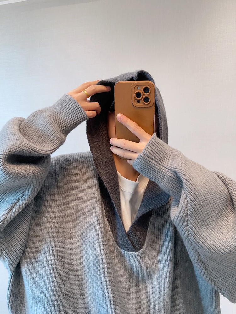 Hooded Sweater Knitted Coat
