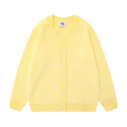 Solid Color Loose Cardigan Sweater Men