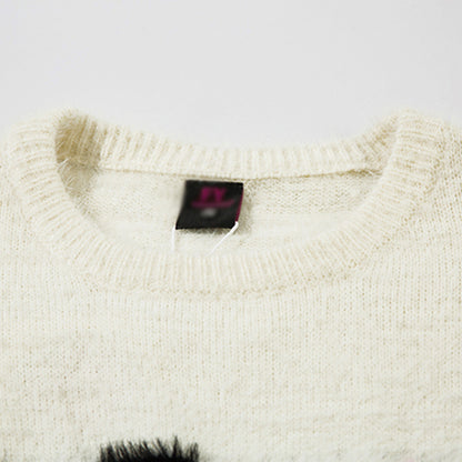 Gothic Letter Jacquard Pullover Sweater Men