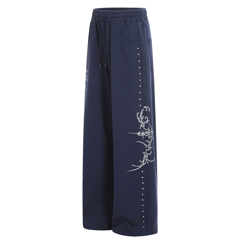 Straight Joggers With Thorn Print